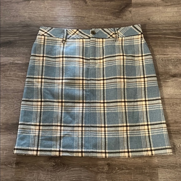 Eddie Bauer Dresses & Skirts - Eddie Bauer Womans Size 12 Skirt Plaid 100% Wool Blue Plaid Lined Pockets